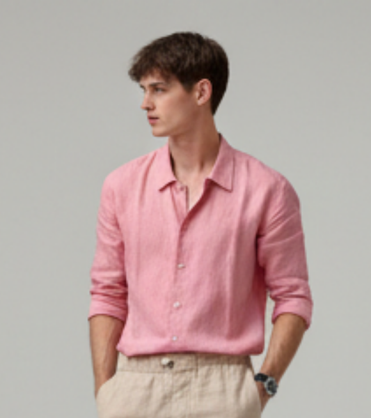 The Amalfi Signature Linen Shirt - Rose Quartz