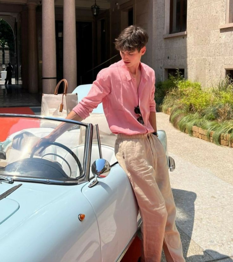 The Amalfi Signature Linen Shirt - Rose Quartz