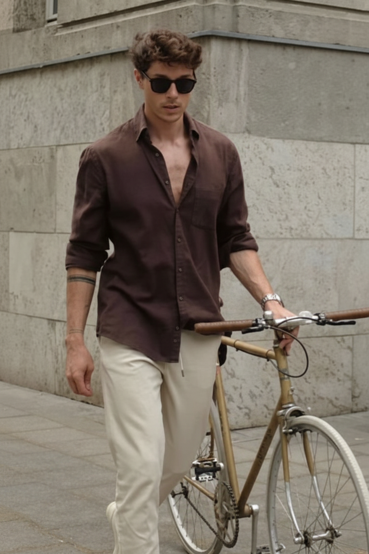 Old Money Linen Classic Set – Cocoa Brown Shirt & Ivory Linen Pant