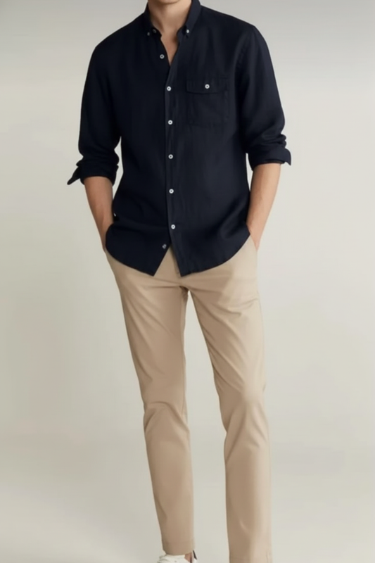 Old Money Heritage Linen Set – Classic White Shirt & Beige Linen Pant