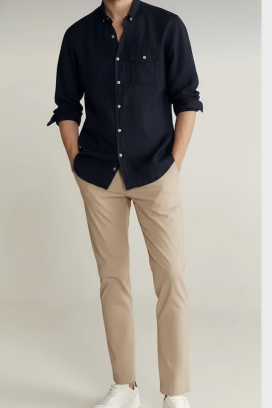 Old Money Heritage Linen Set – Classic White Shirt & Beige Linen Pant