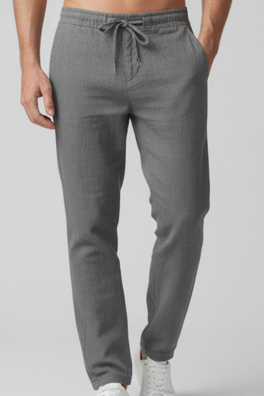 The Portofino Slate Linen Trousers – Heather Grey