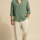 Old Money Linen Summer Set – Sage Green Shirt & Ivory Linen Pant