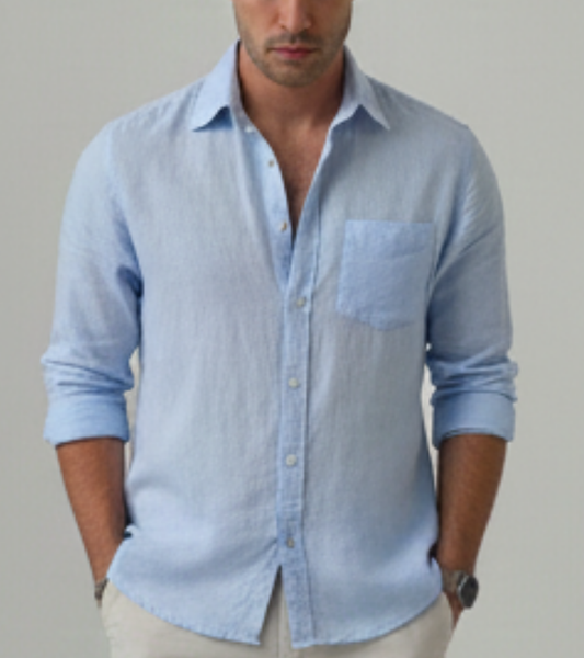 The Amalfi Coast Linen Shirt | Sky Blue