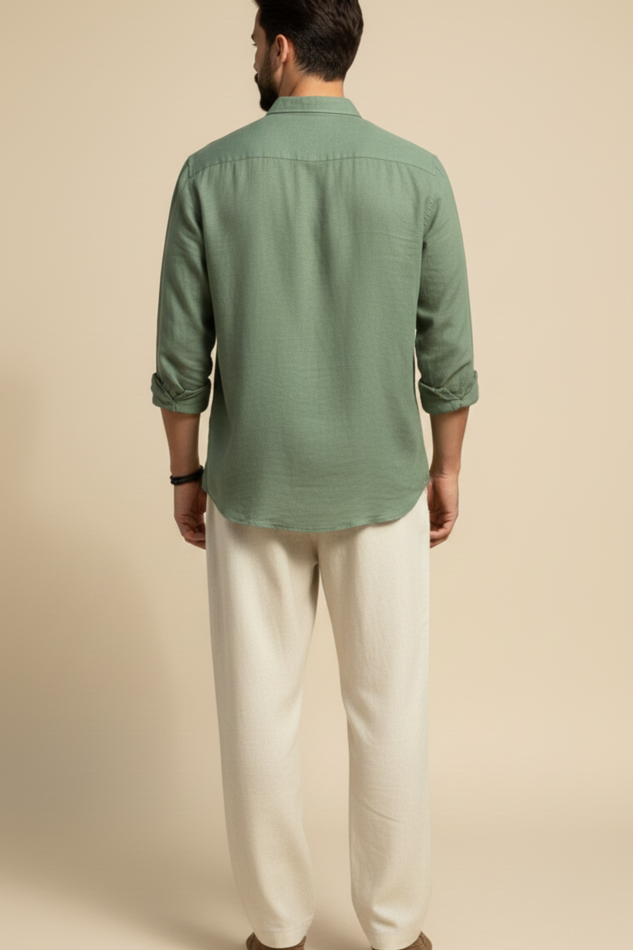 Old Money Linen Summer Set – Sage Green Shirt & Ivory Linen Pant