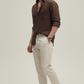 Old Money Linen Classic Set – Cocoa Brown Shirt & Ivory Linen Pant