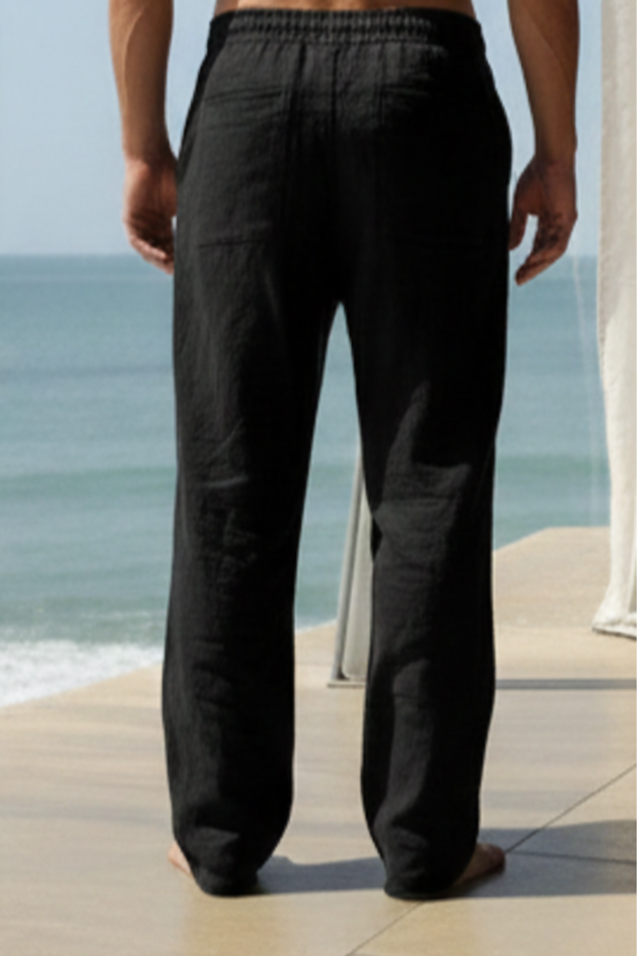 The Midnight Riviera Linen Trousers – Obsidian Black