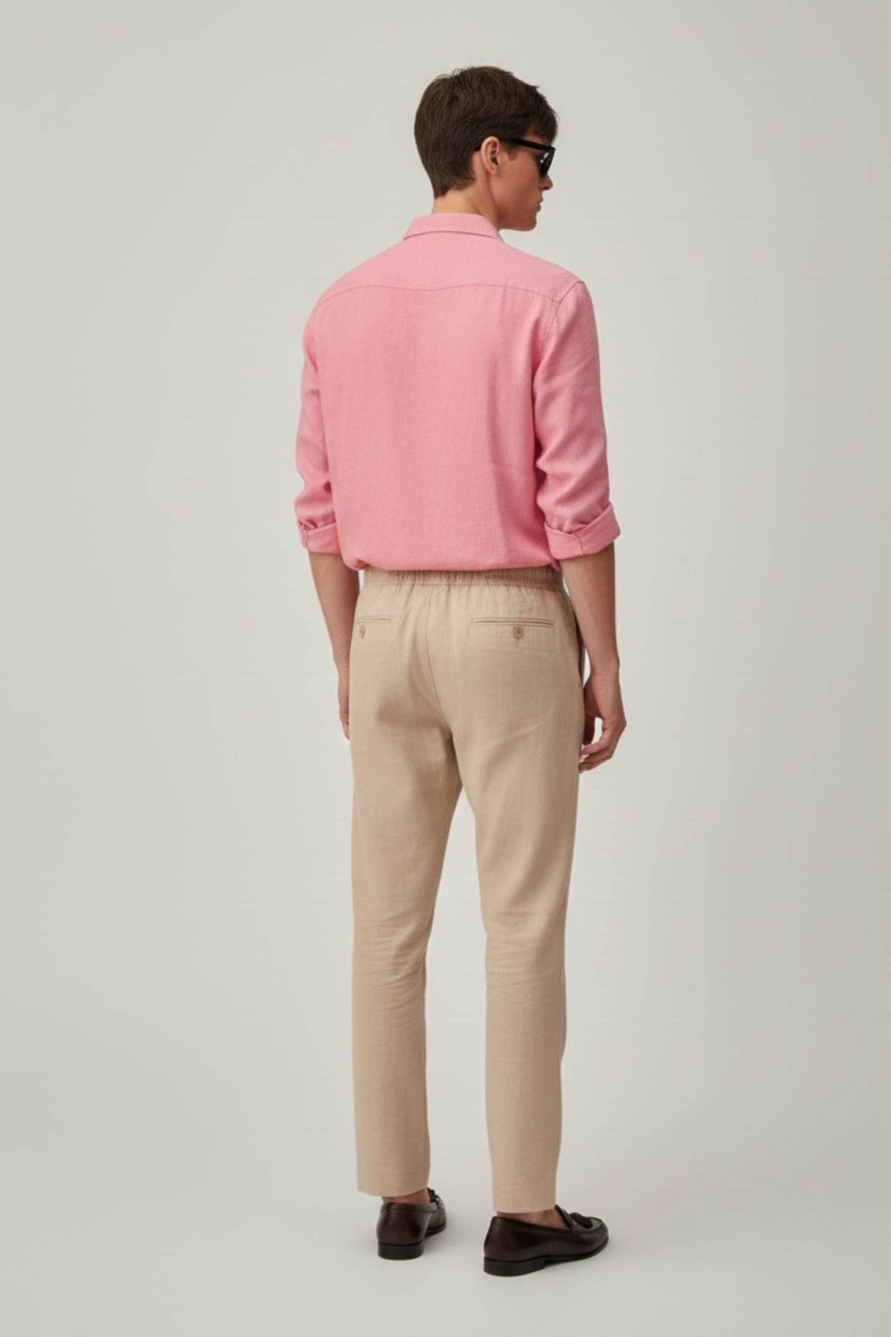 Old Money Linen Set – Blush Pink Shirt & Sand Linen Pant