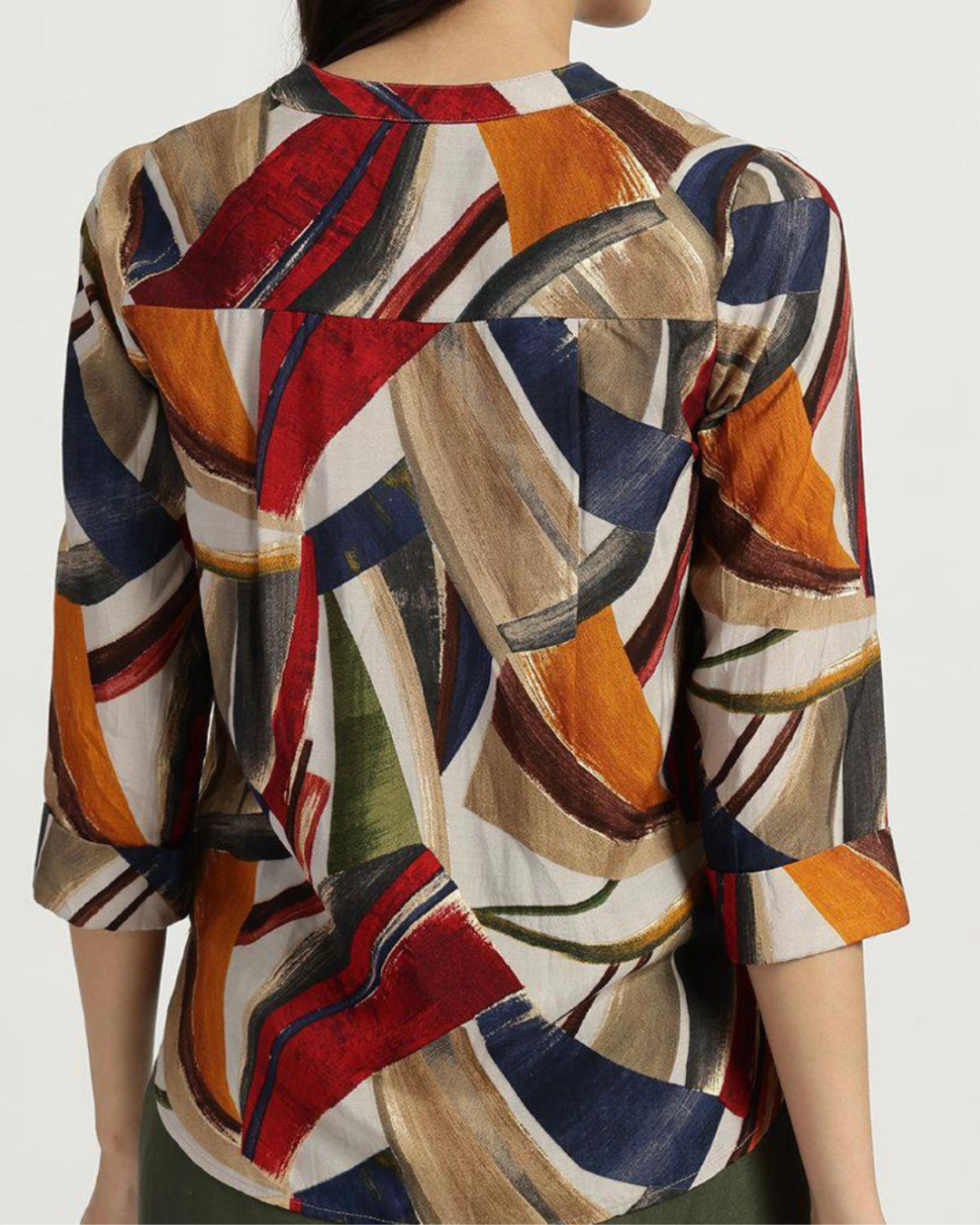 Women's Abstract Print V-Neck Shirt – Bold, Breezy & Beautiful