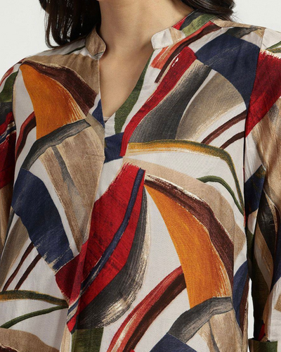 Women's Abstract Print V-Neck Shirt – Bold, Breezy & Beautiful