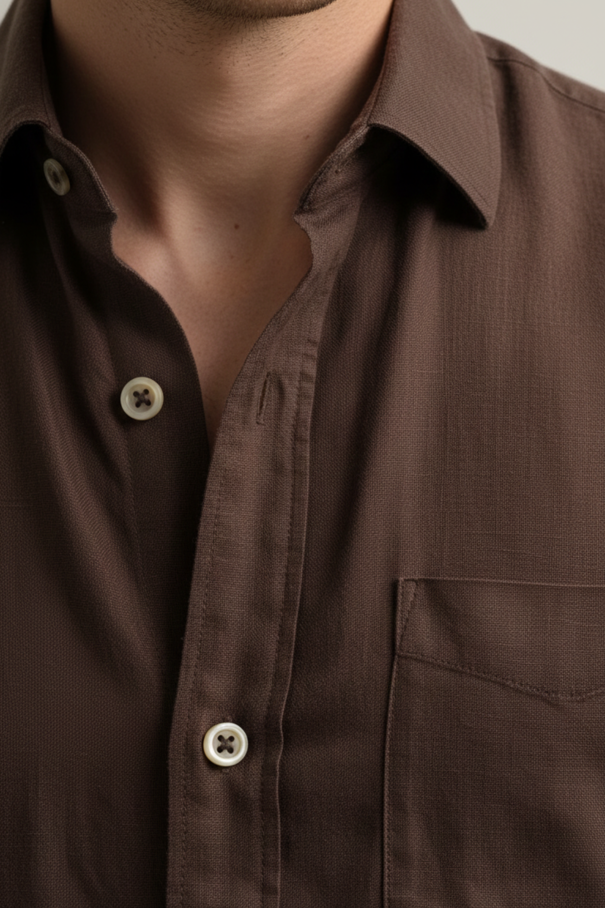 Old Money Linen Classic Set – Cocoa Brown Shirt & Ivory Linen Pant