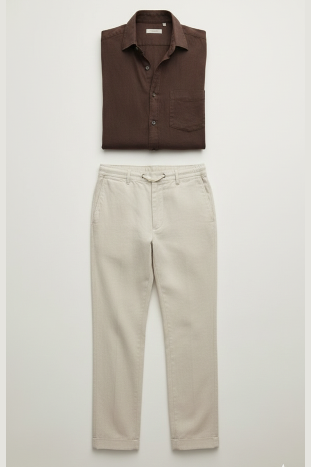 Old Money Linen Classic Set – Cocoa Brown Shirt & Ivory Linen Pant